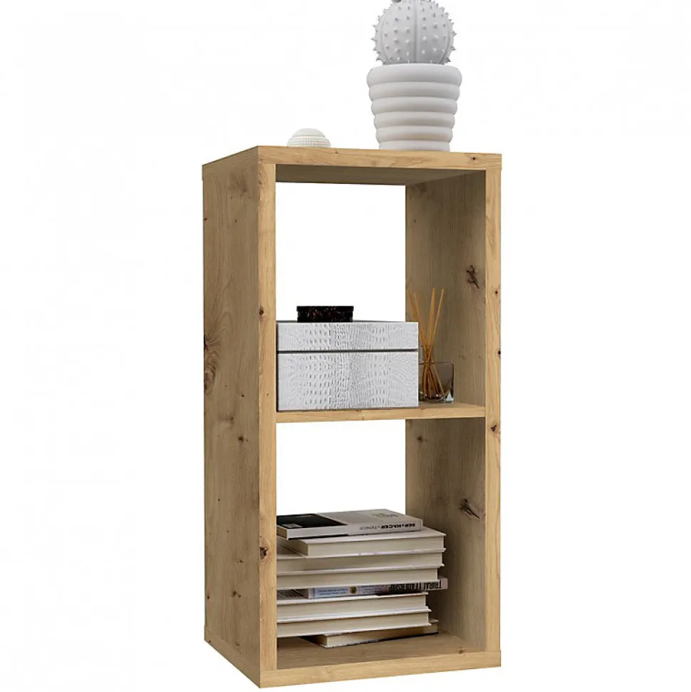Etagère cube 2 casiers décor bois rustique texturé - CLASSICO