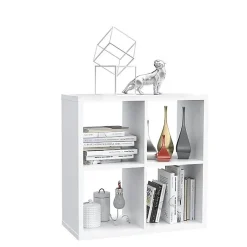 Etagère cube 4 casiers décor blanc - Classico