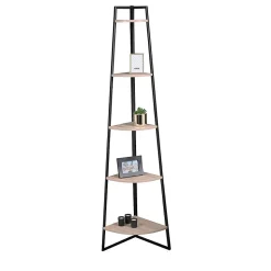 Etagère dangle 5 niveaux collection HOLBORN Style industriel, coloris chene et noir