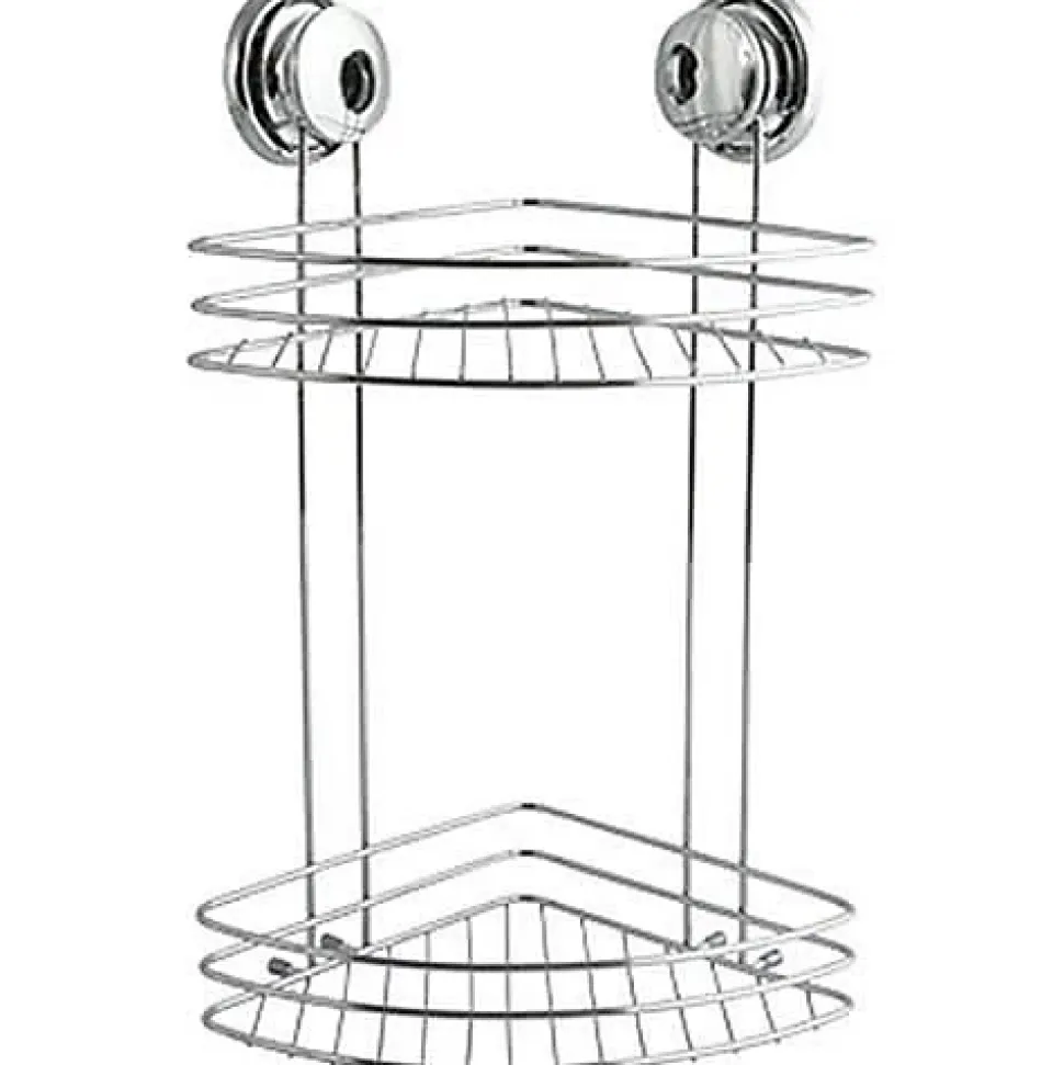 Etagère d'angle MSV - 2 niveaux à ventouse - Chromé