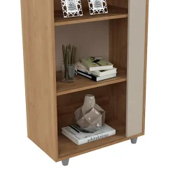 Etagère de 5 tablettes coloris Beige / Chêne Buriti - longueur 60 x profondeur 36 x hauteur 188 cm