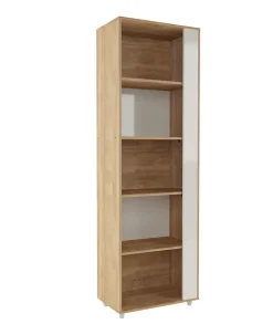 Etagère de 5 tablettes coloris Beige / Chêne Buriti - longueur 60 x profondeur 36 x hauteur 188 cm