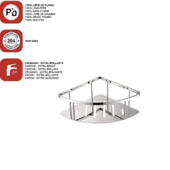 Etagère de douche d'angle chromé Inox S304 SKY BATH