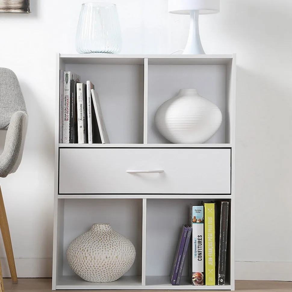 Etagère de rangement 4 casiers avec un tiroir