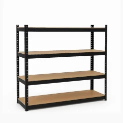 Etagère de Rangement 4 Plateaux Métal Noir 160 x 60 x H180cm Haute résistance Charges lourdes 1600kg INTEC