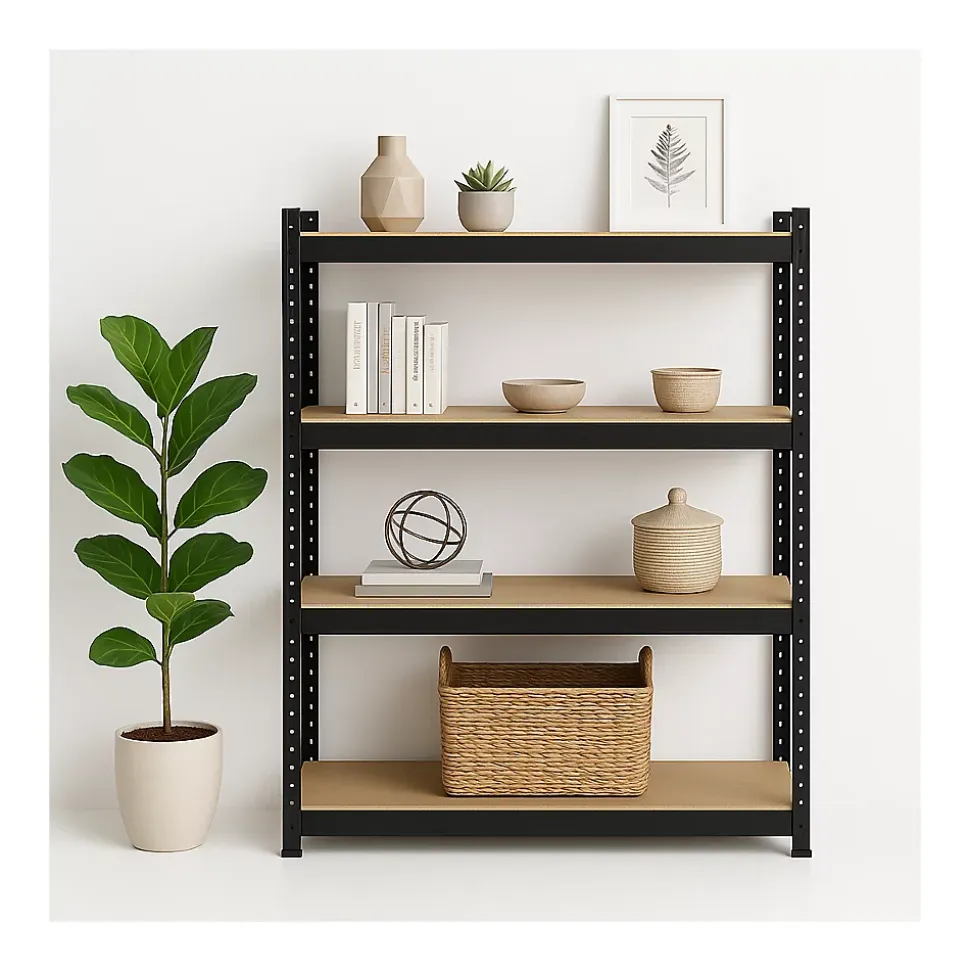Etagère de Rangement 4 Plateaux Métal Noir 160 x 60 x H180cm Haute résistance Charges lourdes 1600kg INTEC