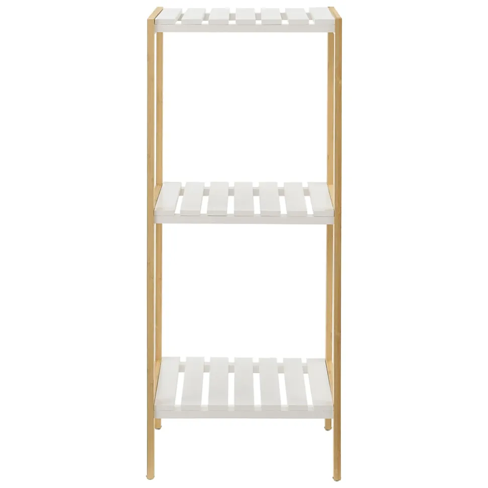 Etagère de rangement Balsfjord 33 x 34 x 80 cm Bambou Blanc en.casa