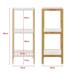 Etagère de rangement Balsfjord 33 x 34 x 80 cm Bambou Blanc en.casa