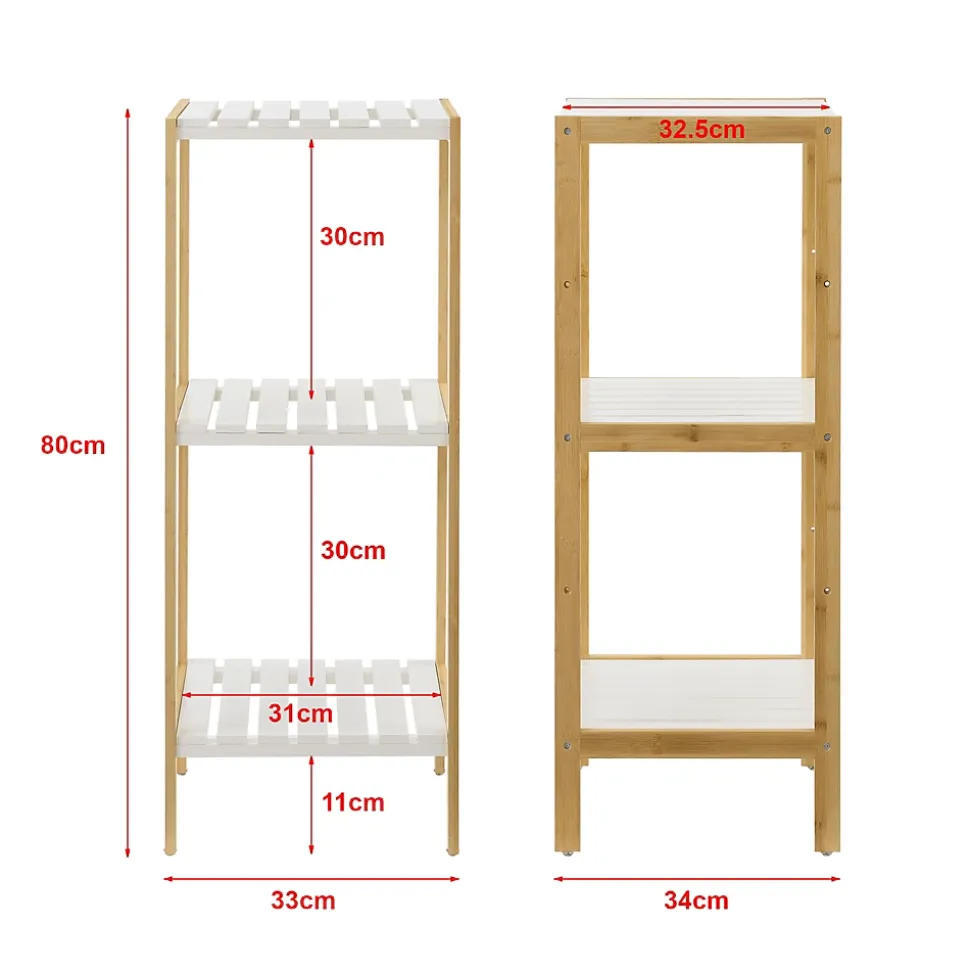 Etagère de rangement Balsfjord 33 x 34 x 80 cm Bambou Blanc en.casa
