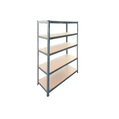 Etagère de rangement Bois et Acier 5 niveaux 120x45x180 cm Capacité 300 kg BRIXO