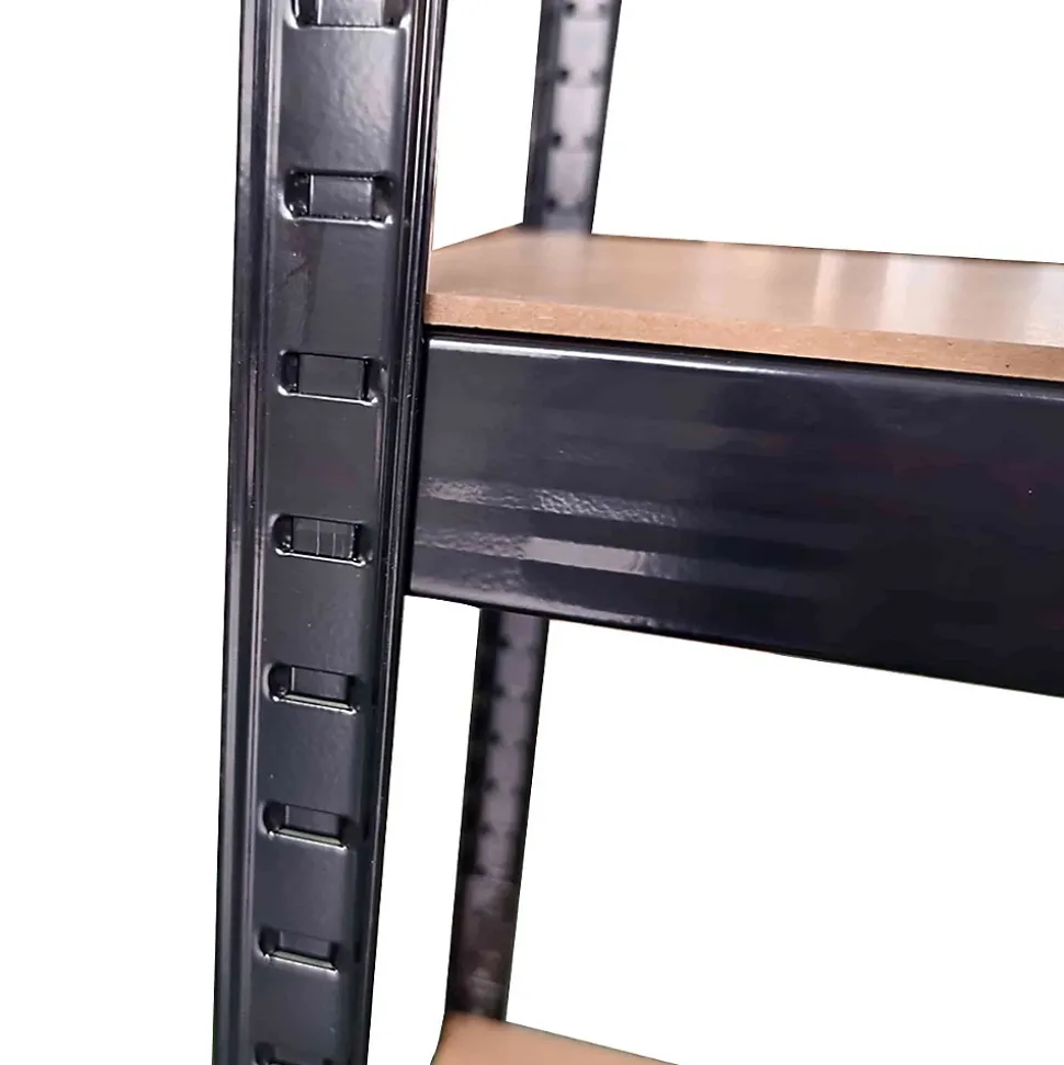 Etagère de Rangement Métal Noire 90 x 60cm x H180cm Haute qualité Charges lourdes 1500kg 5 Plateaux Bois INTEC