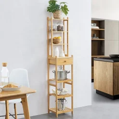 Etagère de rangement Siilinjärvi à 7 niveaux avec tiroir 163 x 33 x 28 cm en.casa