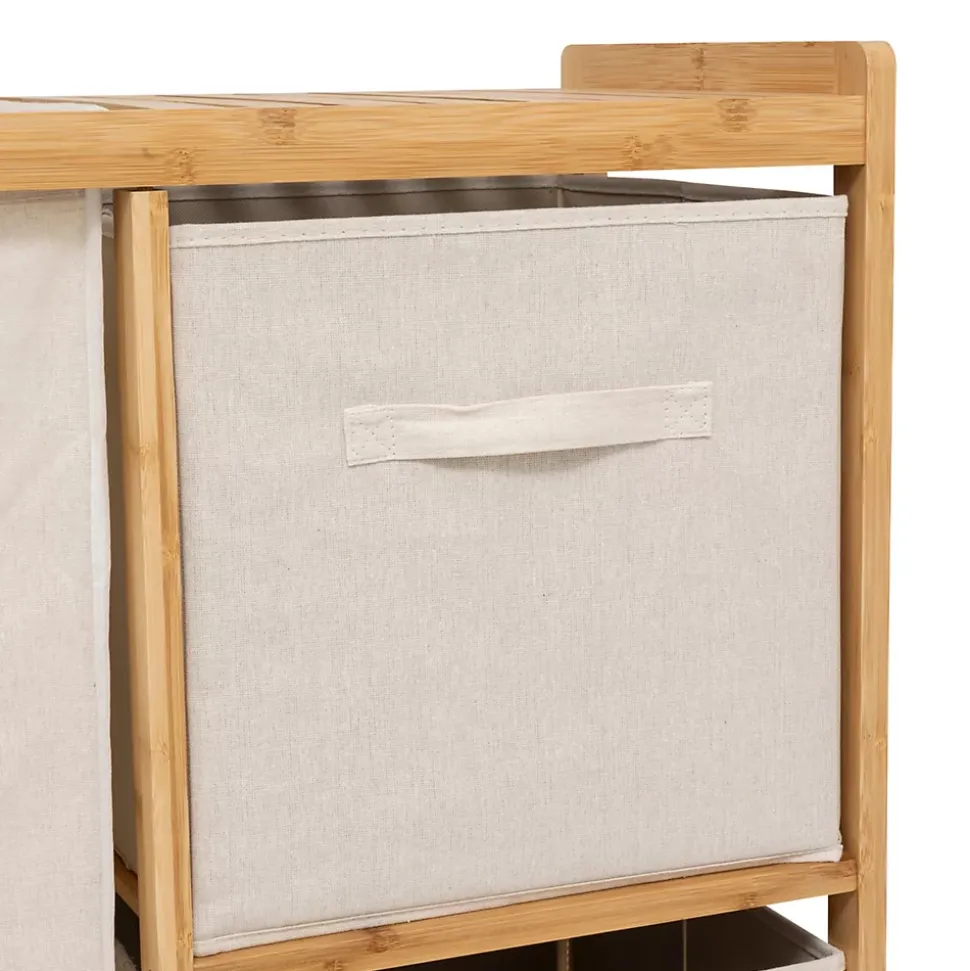 Etagère de salle de bain bambou avec panier à linge, Five Simply Smart Tidy Box