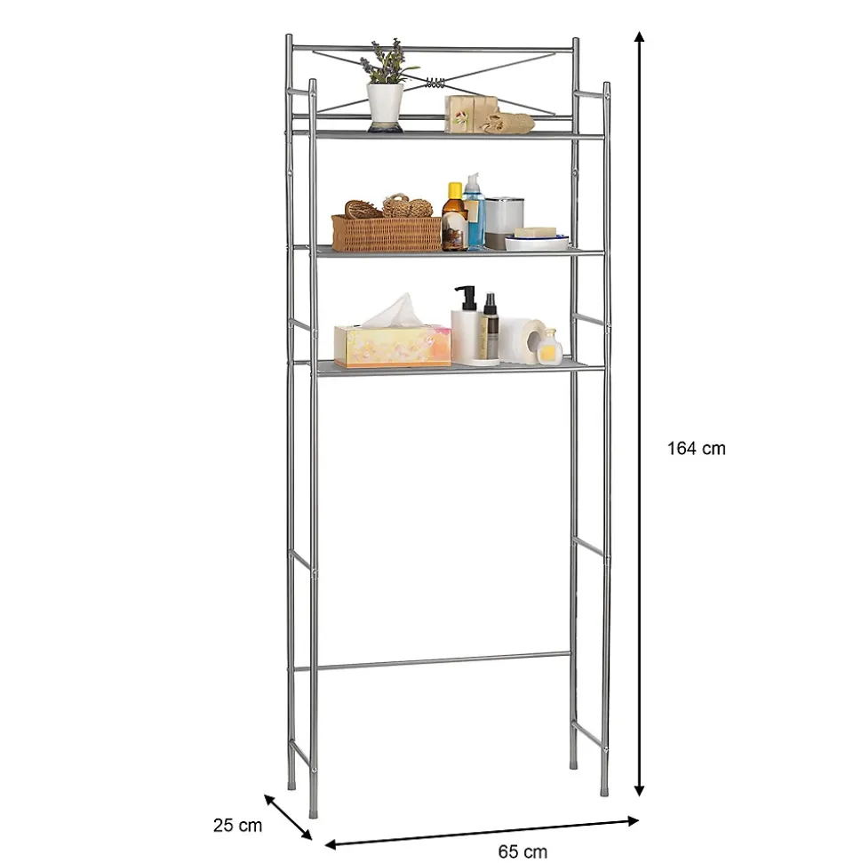 Etagère de salle de bain MARSA, rangement pour WC/lave-linge, en métal laqué gris foncé