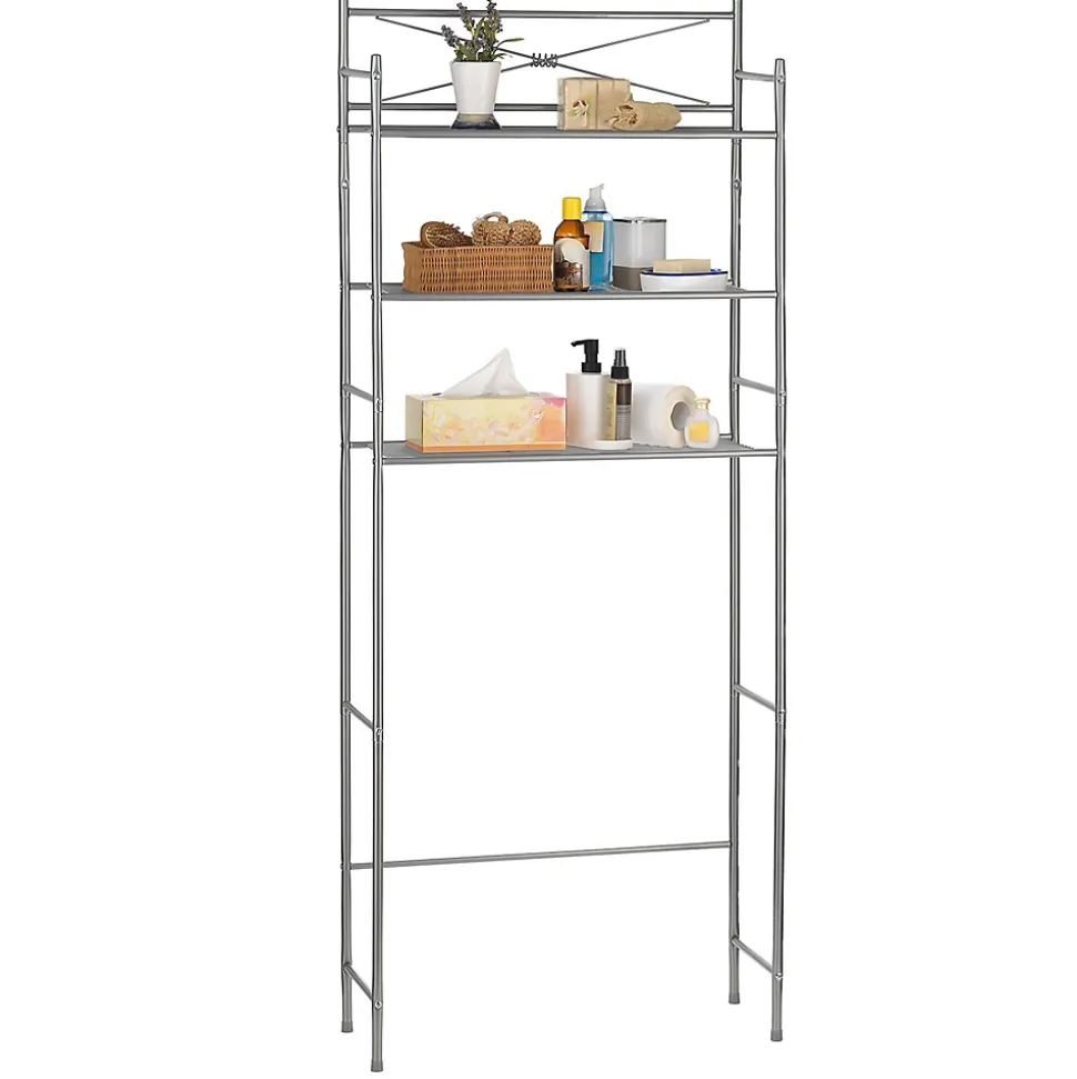 Etagère de salle de bain MARSA, rangement pour WC/lave-linge, en métal laqué gris foncé