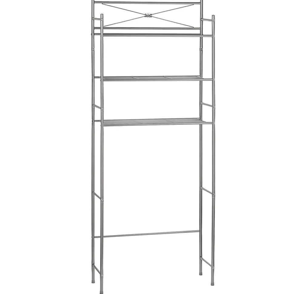 Etagère de salle de bain MARSA, rangement pour WC/lave-linge, en métal laqué gris foncé