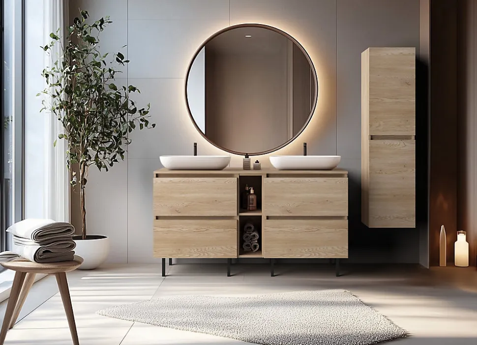 Etagère de salle de bain suspendue SIMPLE chêne clair 20 cm