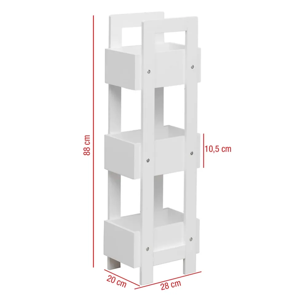 Etagère de Salle de Bains en MDF Blanc Moderne 88x28x20 cm Rebecca Mobili