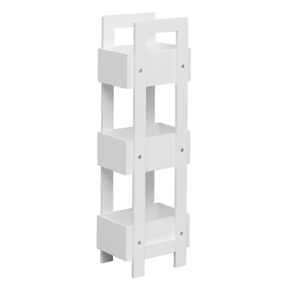 Etagère de Salle de Bains en MDF Blanc Moderne 88x28x20 cm Rebecca Mobili