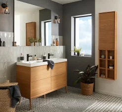 Etagère de salle de bains Goodhome Avela placage chêne 20 cm
