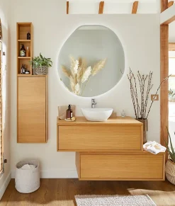 Etagère de salle de bains Goodhome Avela placage chêne 20 cm