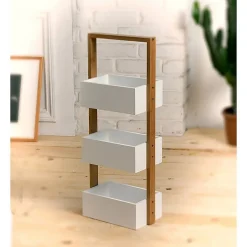 Etagère droite bambou 3 bacs de rangement