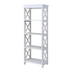 Etagère en bois blanc Bibliothèque moderne à 4 étagères pour Salle de bain Salon