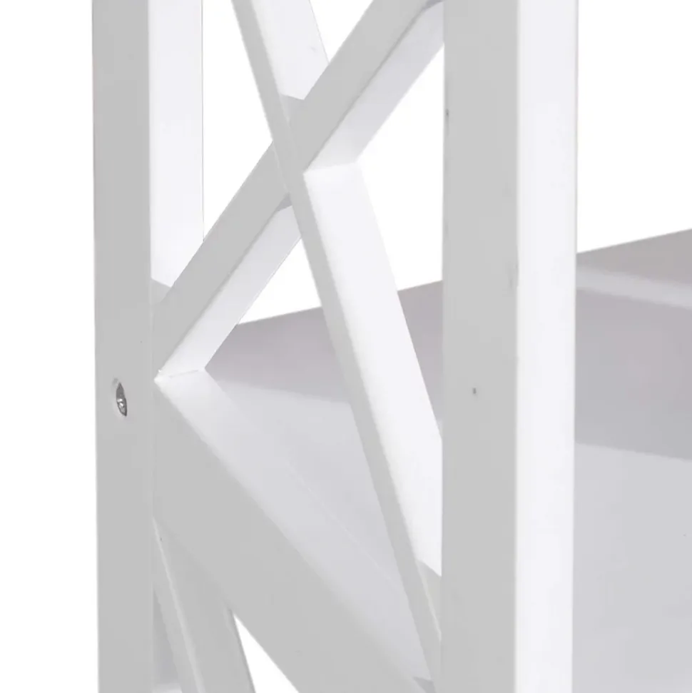 Etagère en bois blanc Bibliothèque moderne à 4 étagères pour Salle de bain Salon