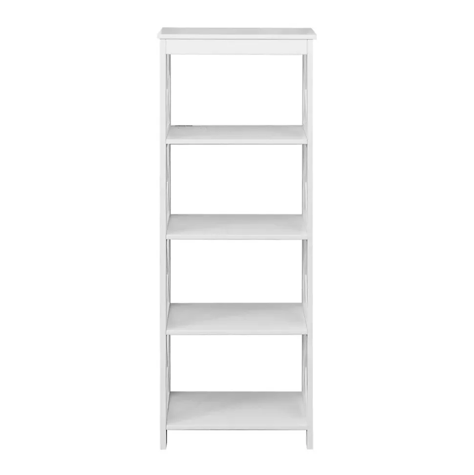 Etagère en bois blanc Bibliothèque moderne à 4 étagères pour Salle de bain Salon
