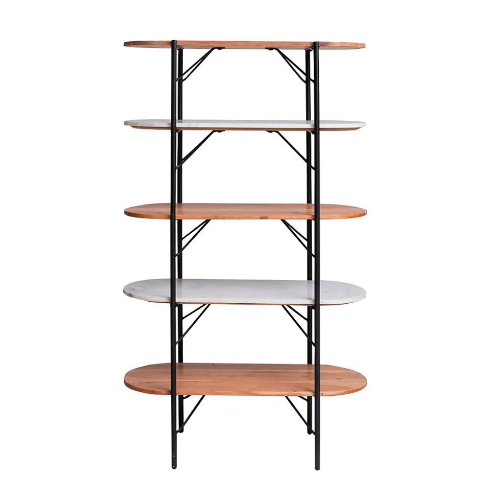 Etagère en bois d'acacia et marbre Scott