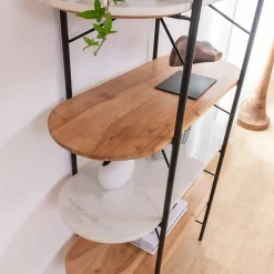 Etagère en bois d'acacia et marbre Scott