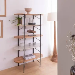 Etagère en bois d'acacia et marbre Scott