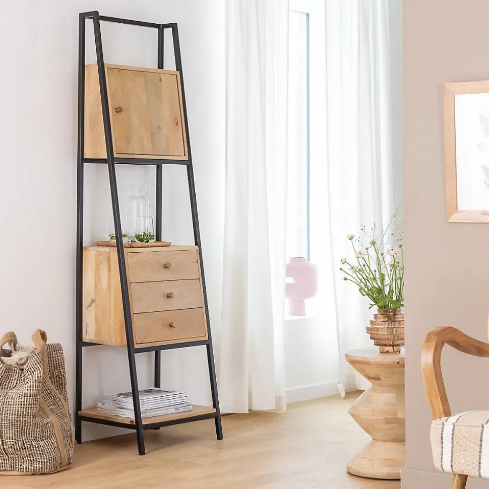 Etagère en bois de manguier et métal Mathieu
