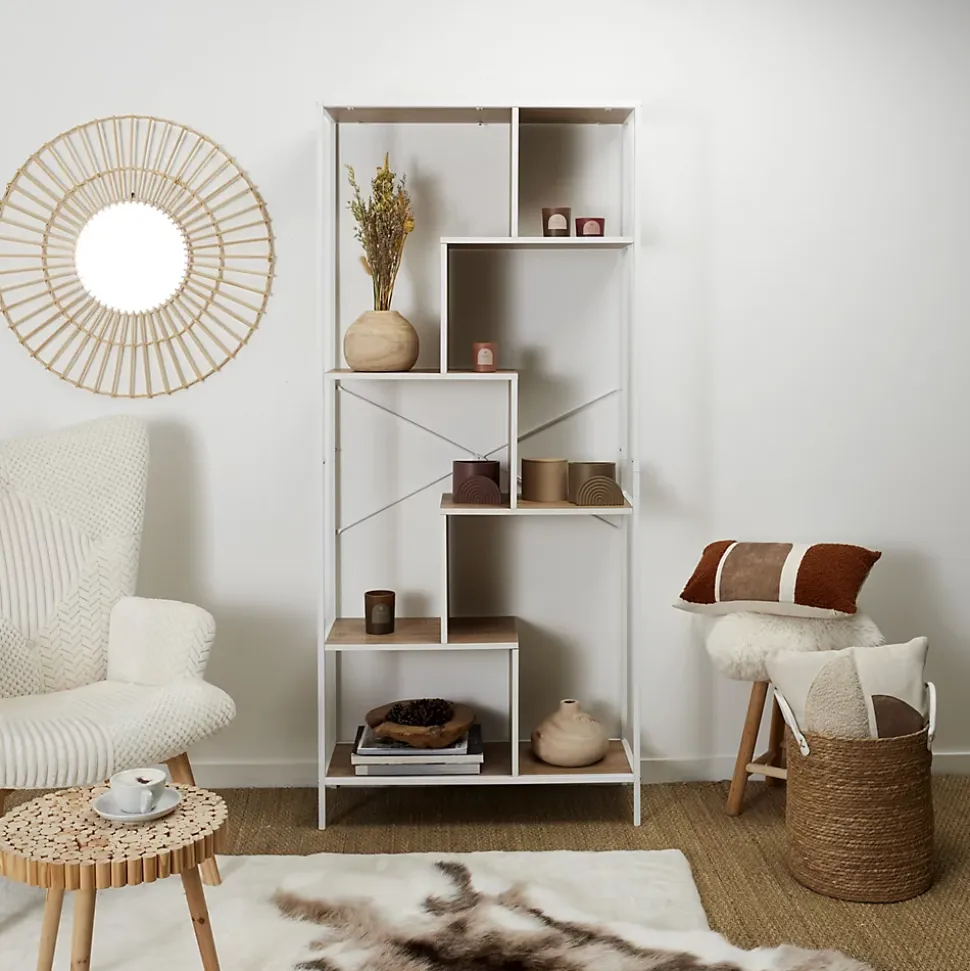 Etagère en bois et métal blanc Edison 80x30x180 cm