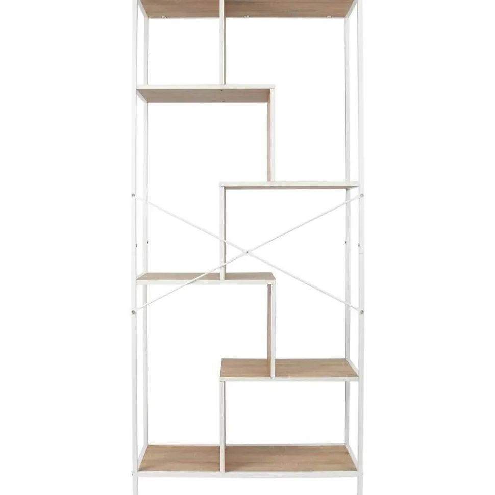 Etagère en bois et métal blanc Edison 80x30x180 cm