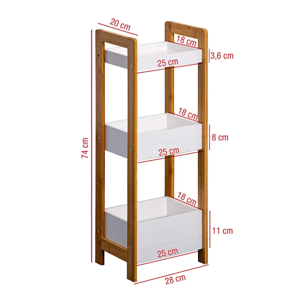 Etagère en échelle Meuble de Salle de Bains MDF Bambu Blanc Marron Rebecca Mobili