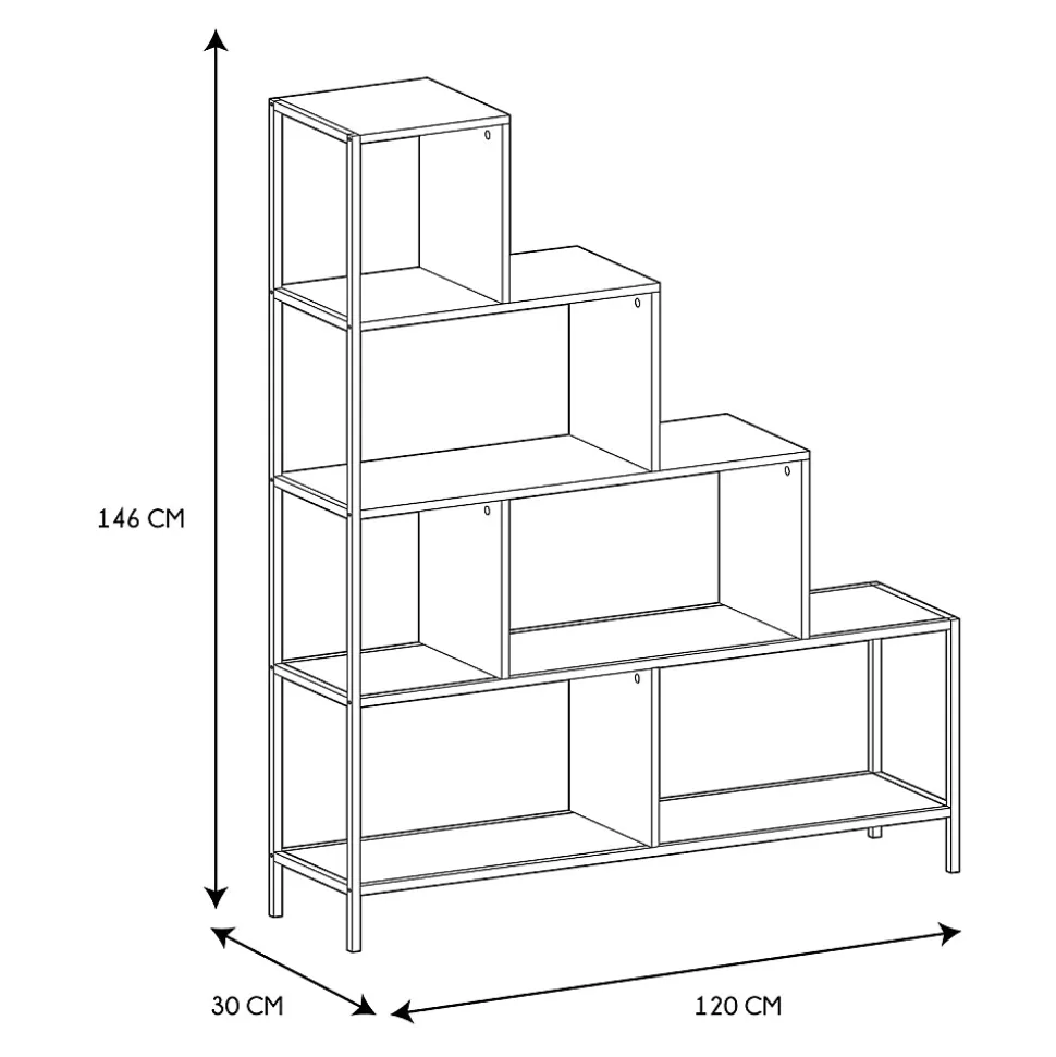 Etagère escalier en métal et bois Edison 120x30x146 cm