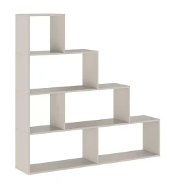 Etagère escalier, meuble étagère avec 6 compartiments coloris beige - Longueur 144,9 x profondeur 27,90 x hauteur 143,30 cm