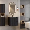 Etagère haut de salle de bain suspendue NOVA NOIR 27 x 28 cm
