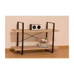 Etagère industrielle SHELVES 2 niveaux Bois et métal Design loft tendance