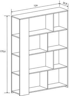 Etagère, meuble étagère coloris beige - Longueur 129 x profondeur 32,8 x hauteur 175,6 cm
