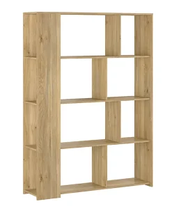 Etagère, meuble étagère coloris chêne Mauvella - Longueur 129 x profondeur 32,8 x hauteur 175,6 cm