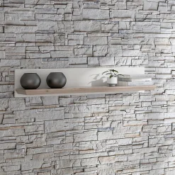 Etagère murale 205 cm décor chêne blanchi - ANGELE