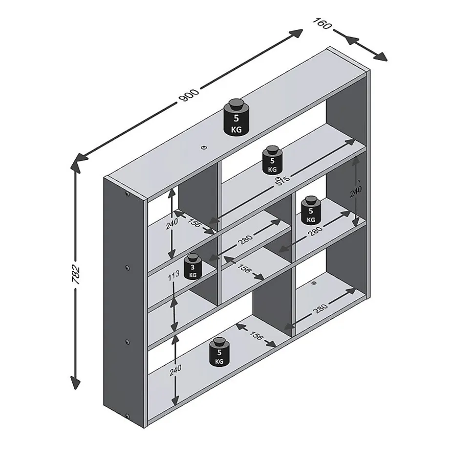 Etagère Murale 9 Compartiments L90 cm - Mika