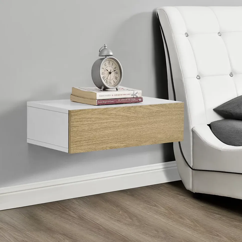 Etagère Murale à Compartiment Fermé Antilles 50x24x12cm Blanc Bois en.casa