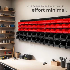 Etagère murale avec 30 bacs de rangement 2 étagères murales et 60 bacs inclus