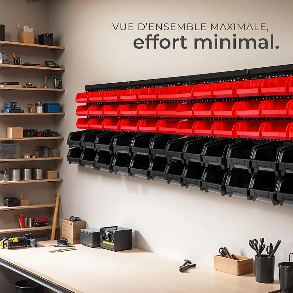 Etagère murale avec 30 bacs de rangement 2 étagères murales et 60 bacs inclus