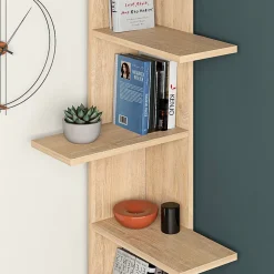 Etagère murale, bibliothèque coloris chêne cambrian - longueur 37 x profondeur 24 x hauteur 141 cm