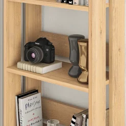 Etagère murale, bibliothèque coloris chêne cambrian - longueur 57 x profondeur 25 x hauteur 155 cm