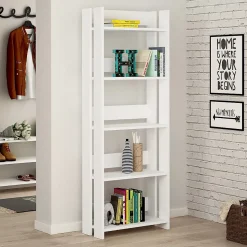 Etagère murale, bibliothèque coloris Blanc - longueur 57 x profondeur 25 x hauteur 155 cm